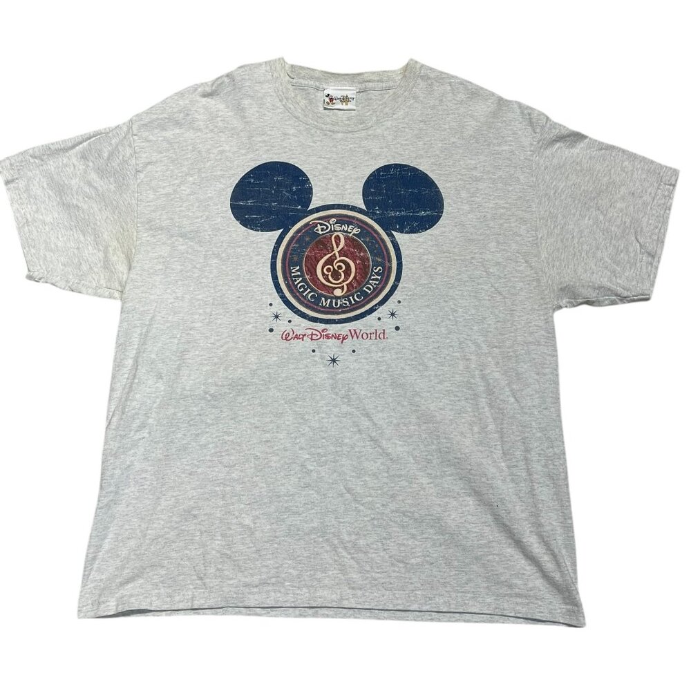 Vintage Walt Disney World Shirt Size L Disney Magic Music Days Gray Short Sleeve
